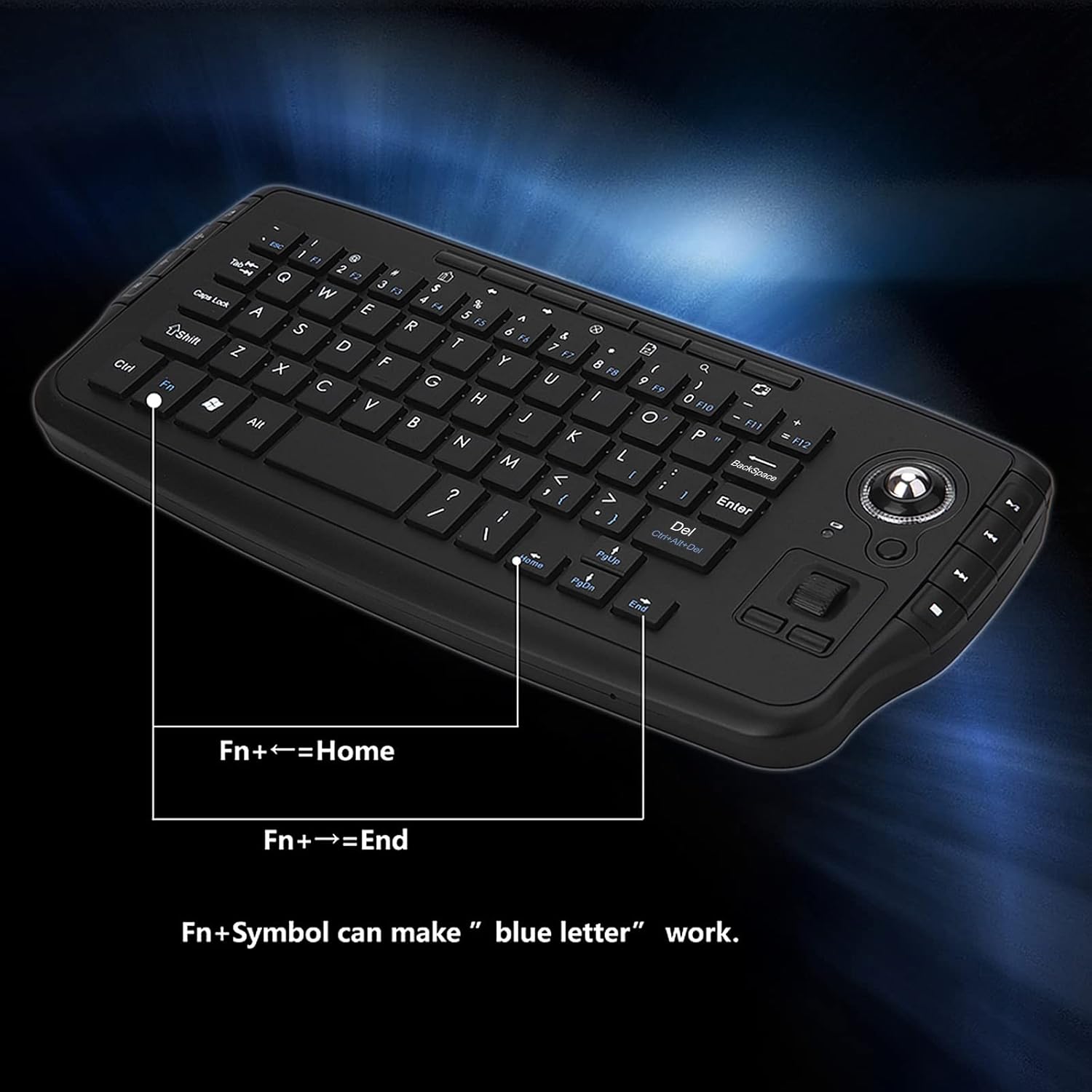 E30 2.4GHz Wireless Keyboard with Trackball Mouse Scroll Wheel Remote Control for Android TV BOX Smart TV PC Notebook Black