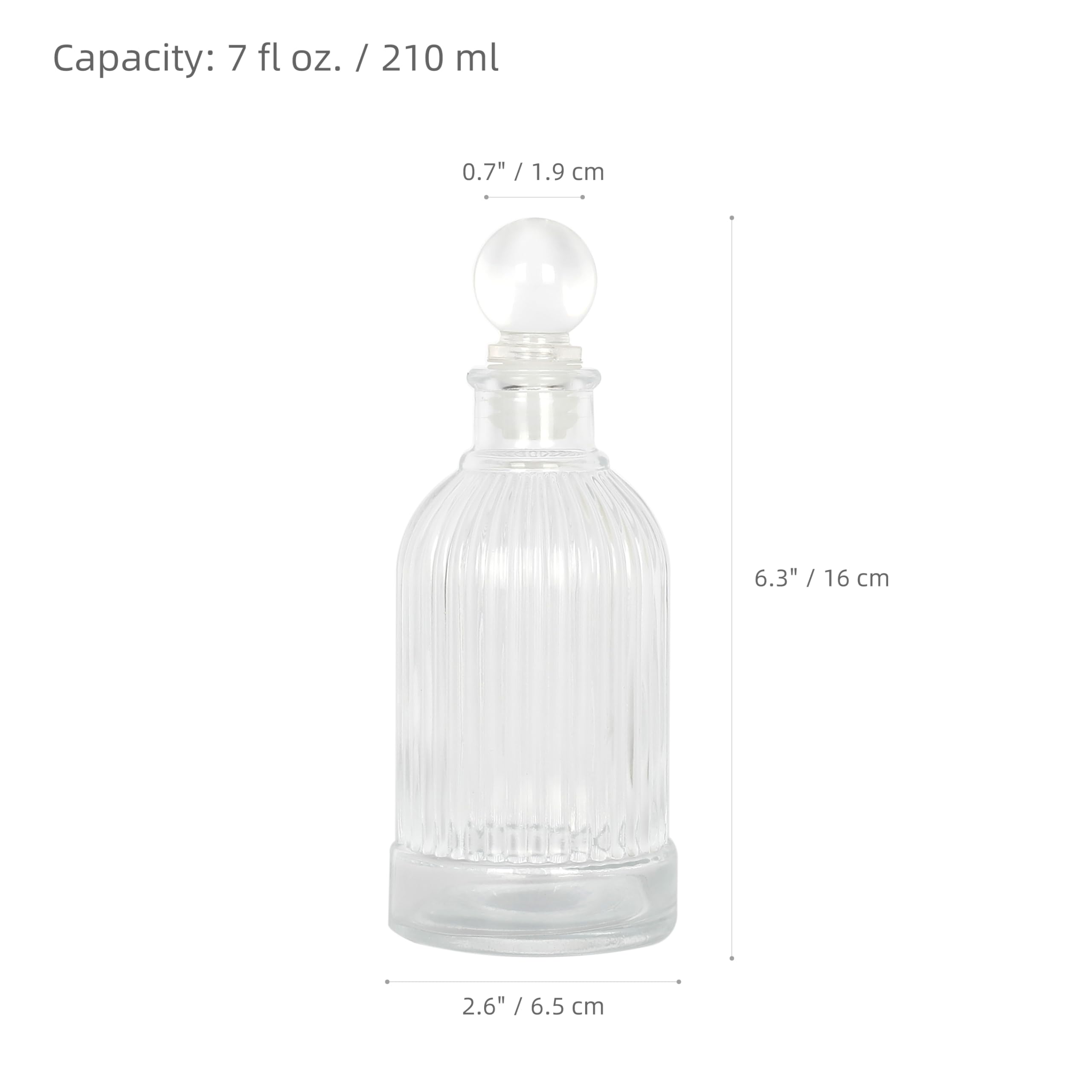 Magic Season Decorative Glass Bottle - 7 fl oz. Vertical Stripes Round Bottle (1 Set w/Glass Stopper)