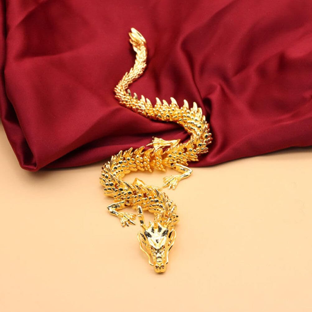 Statue de Dragon 2024 Chinois Feng Shui - Figurines de Dragon - Sculpture - Décoration d'intérieur - Décoration de Bureau - Cadeaux Porte-Bonheur - Doré - 19 x 8 x 17 cm