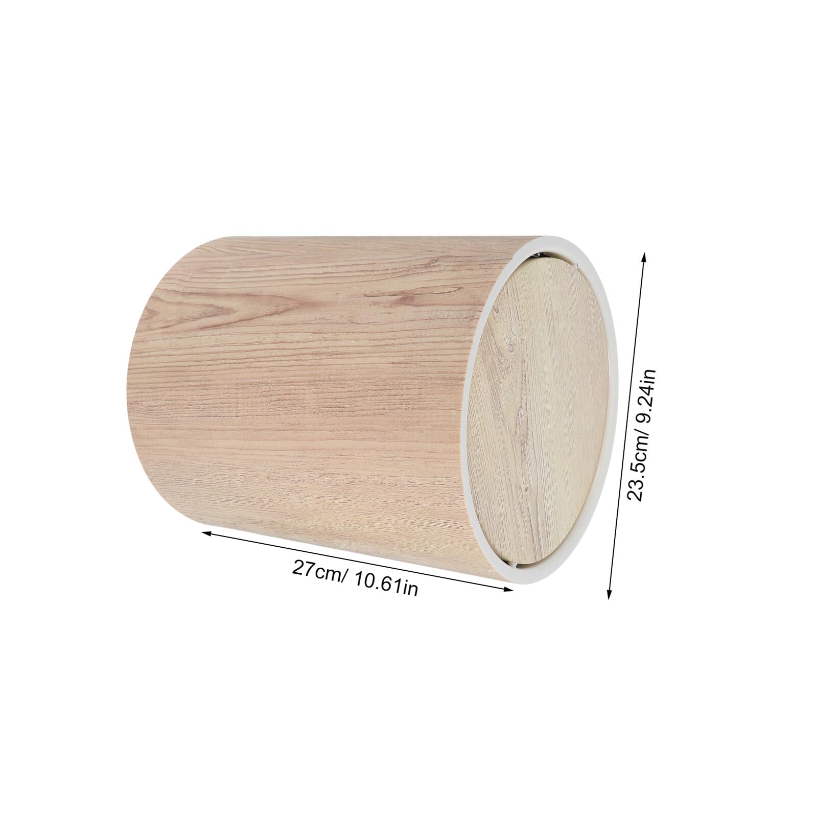 GALPADA Runder Abfalleimer mit Deckel aus Kunststoff in Holzoptik, Beige