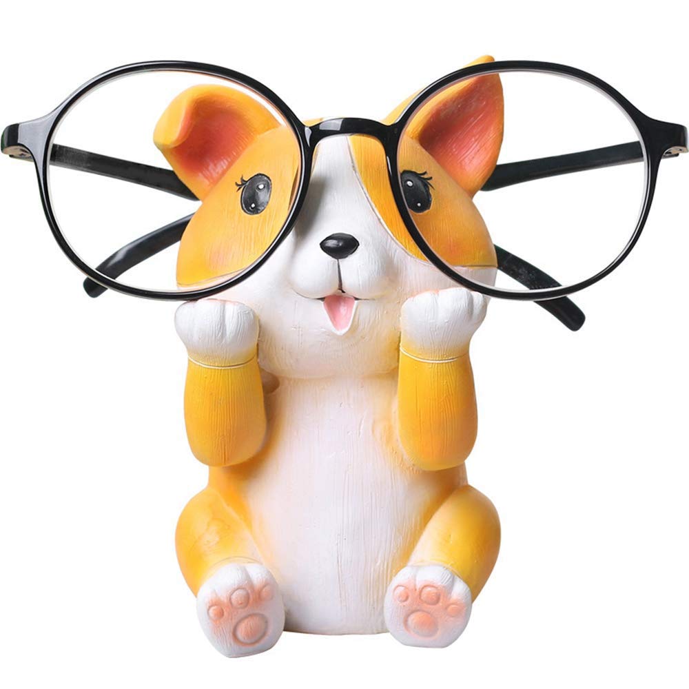Fun Eyeglass Holder Display Stands - Home Office Decorative Glasses Accessories (Corgi)