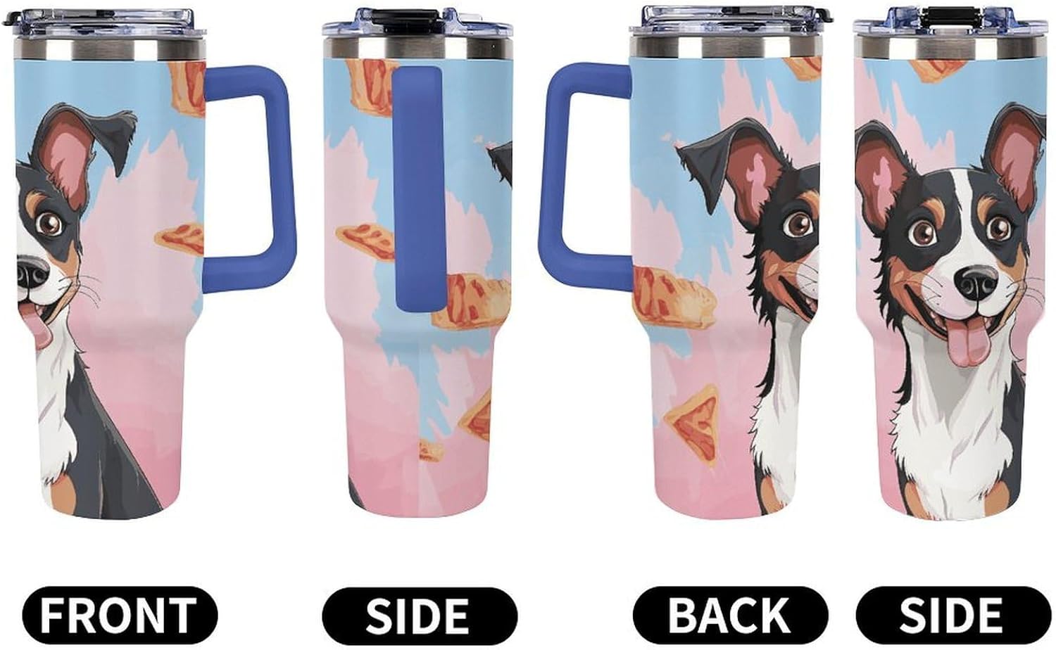 Rat Terrier Dog Travel Coffee Mug Reusable Durable Stainless Steel Insulated Tumbler with Handle And Straw Leak Resistant Portable Thermal Cup Gifts for Men Women 40 Oz