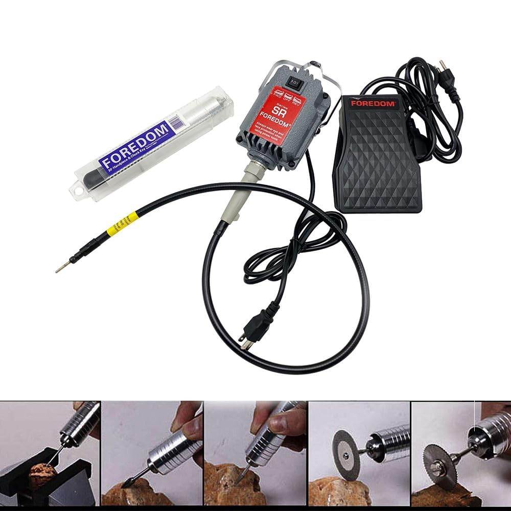 GJ FAFA S-R Hanging Flex Shaft Mill - Electric Tool with Adjustable Speed up to 18000 RPM for Carving, Polishing, and Grinding - Ideal for Metal, Wood, and Jewelry Crafting