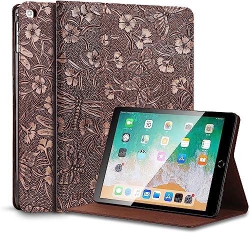 Étui en cuir véritable pour iPad 9.7 pouces - Gexmil coque de protection chic antidérapante papillon