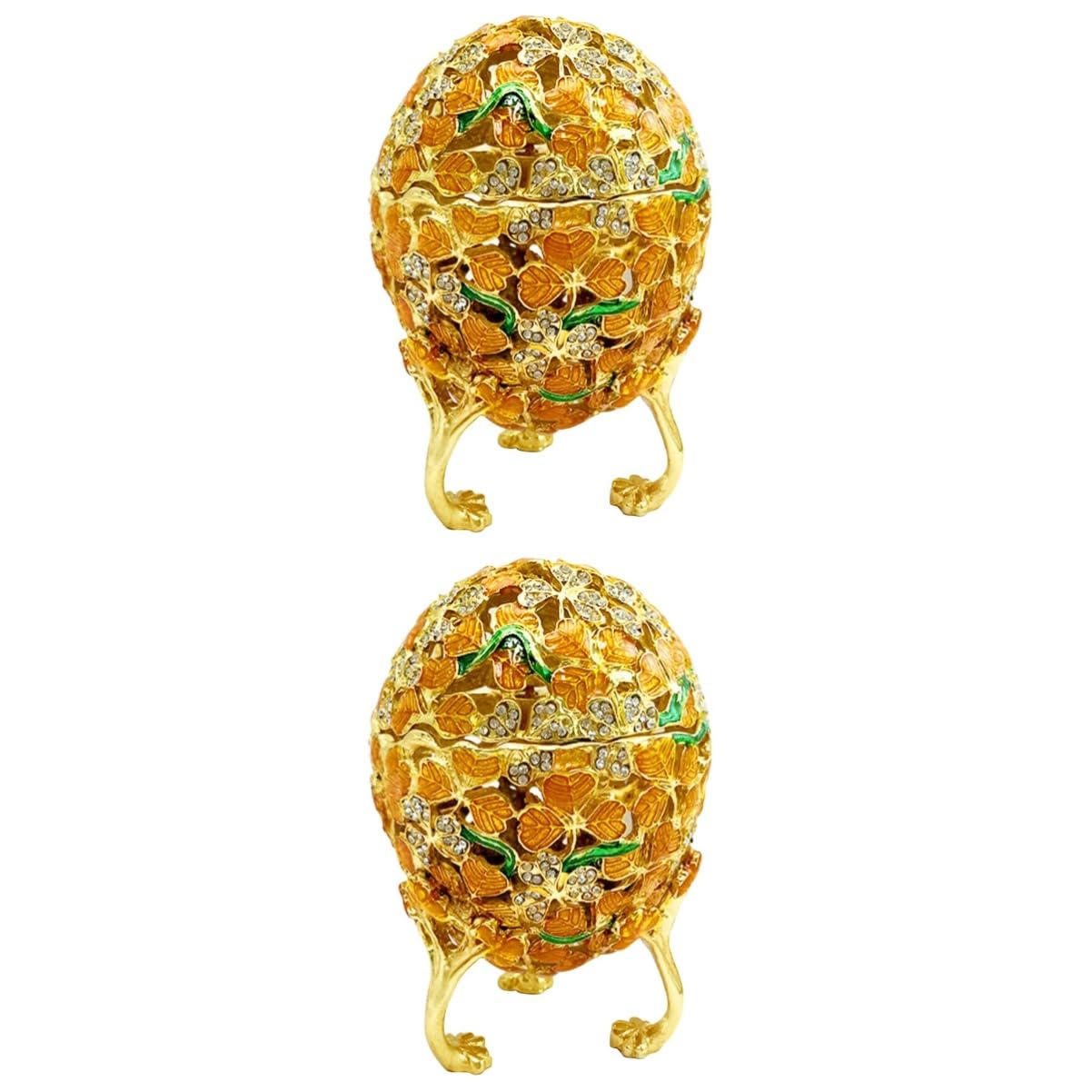 Abaodam 2pcs Box Painted Egg Ornaments Egg Rings for Frying Eggs Bejeweled Imperial Egg Pasture Raised Eggs Egg Mold Jeweled Eggs Retro Decor Mini Decor Miss Household Treasure Box Alloy