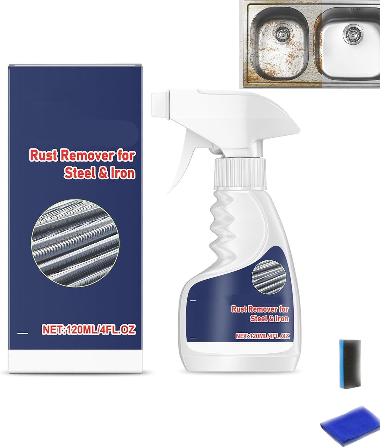 120 Ml/4 Oz Removedor De Oxido Altamente Concentrado, Highly Concentrated Rust Remover For Steel & Iron, 2026 Upgrade Heavy Duty Metal Cleaner For Metal, Tools (3pcs)