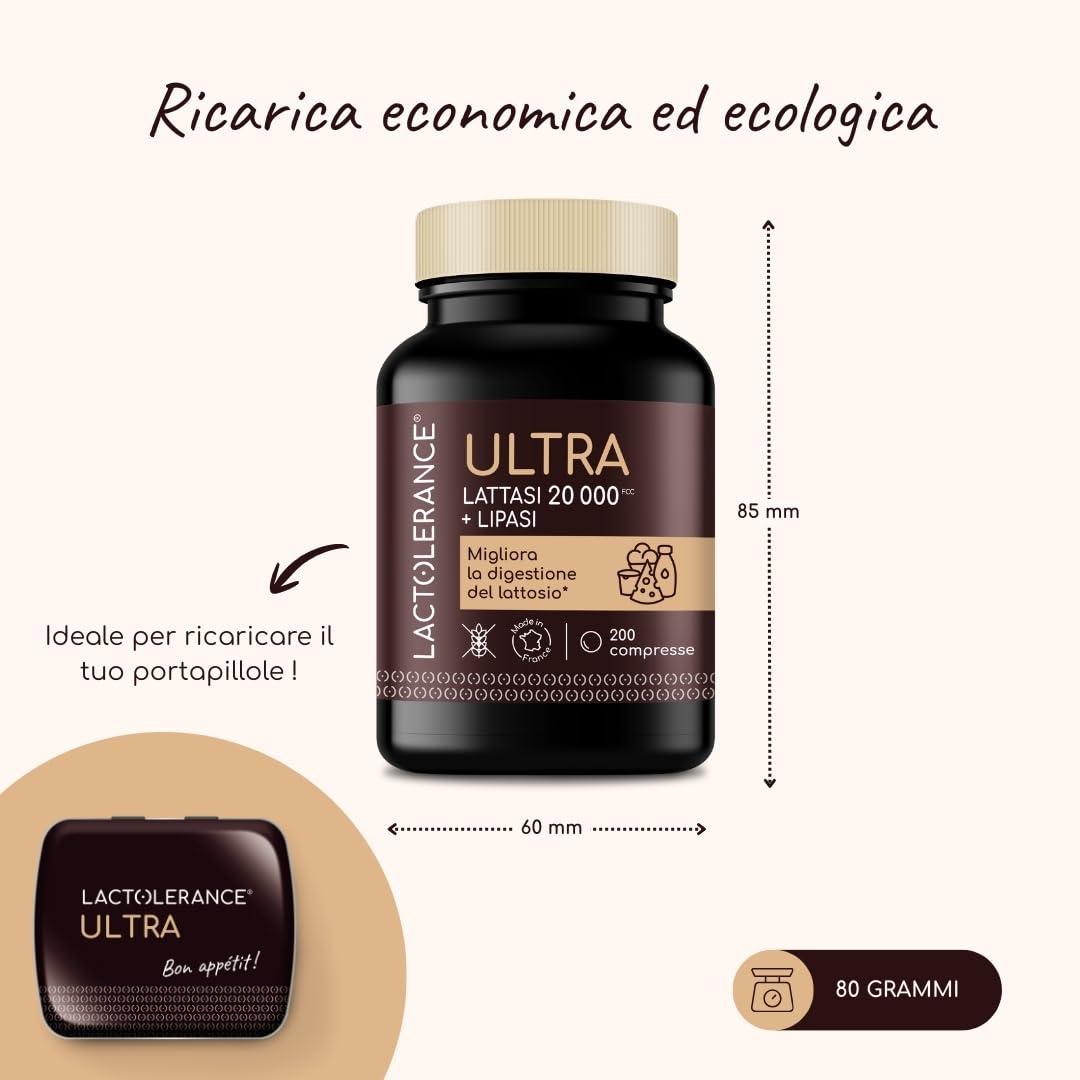 LACTOLERANCE ULTRA Lattasi 20.000 FCC, Lipasi 500 UI, 236 Compresse