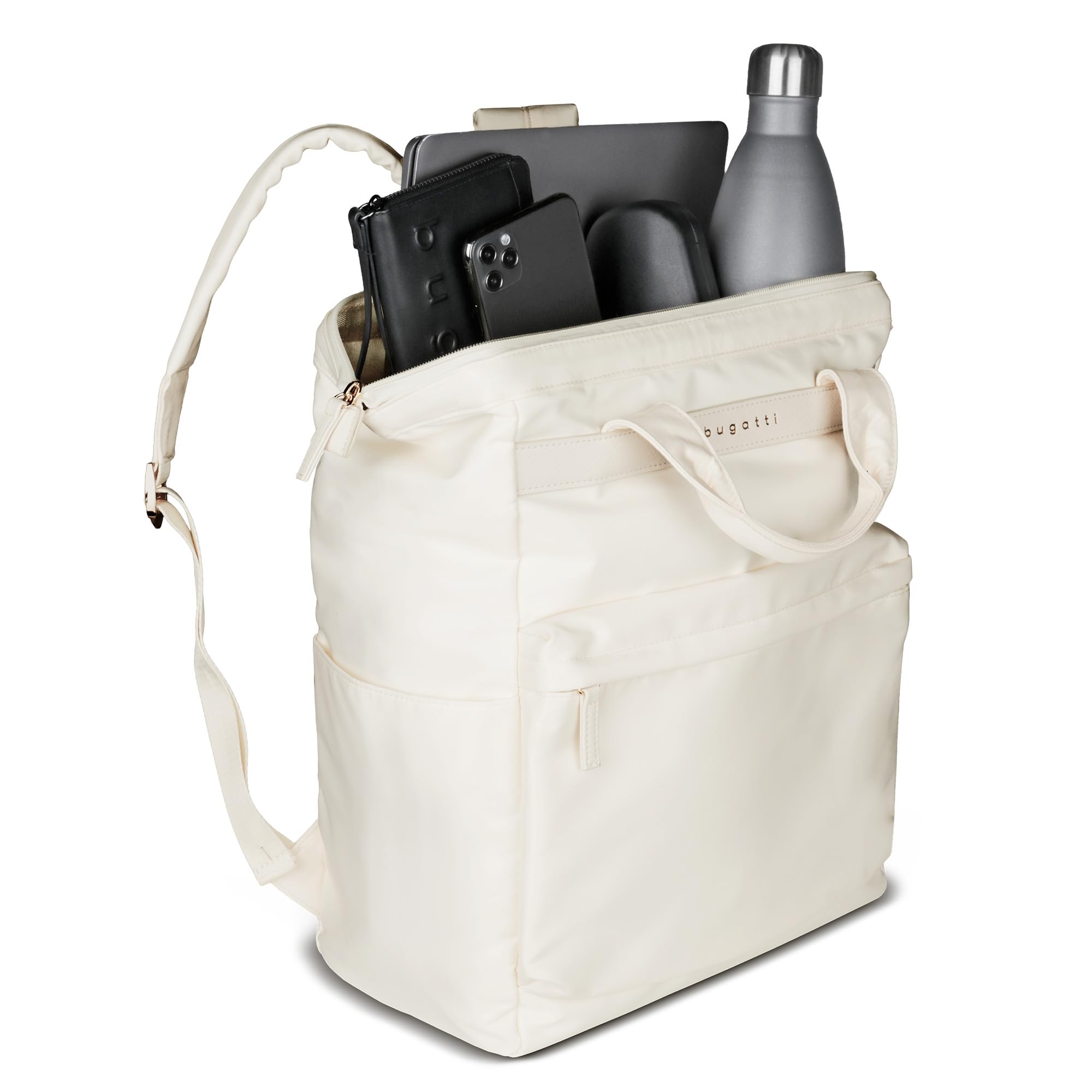 bugatti Mare 2.0 – Zaino da donna con funzione borsa, zaino leggero da giorno con scomparto per laptop da 15“ - Beige