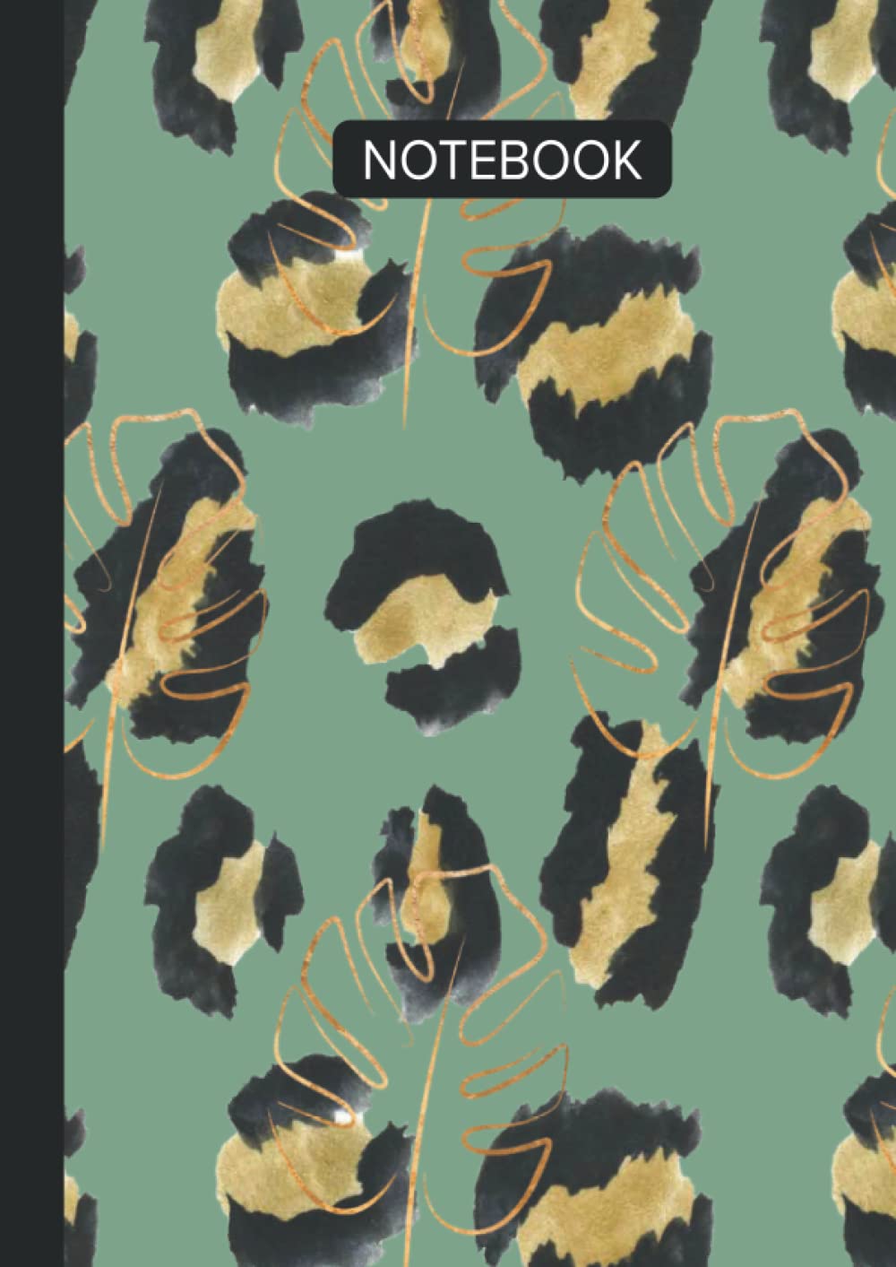 A4 Notebook 120 pages: Leopard Print in Jungle Green Composition Notebook - School Ruled 8mm lines