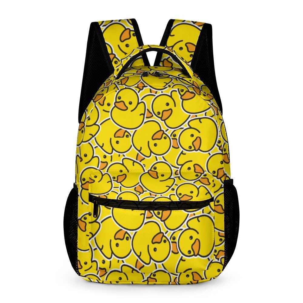 GNEW Duck Backpack, Cute Rubber Duck Backpack for Kids, Yellow Ducky Bookbag, Kawaii Backpack for School & Travel, Funny Animal Kids Backpack, Large