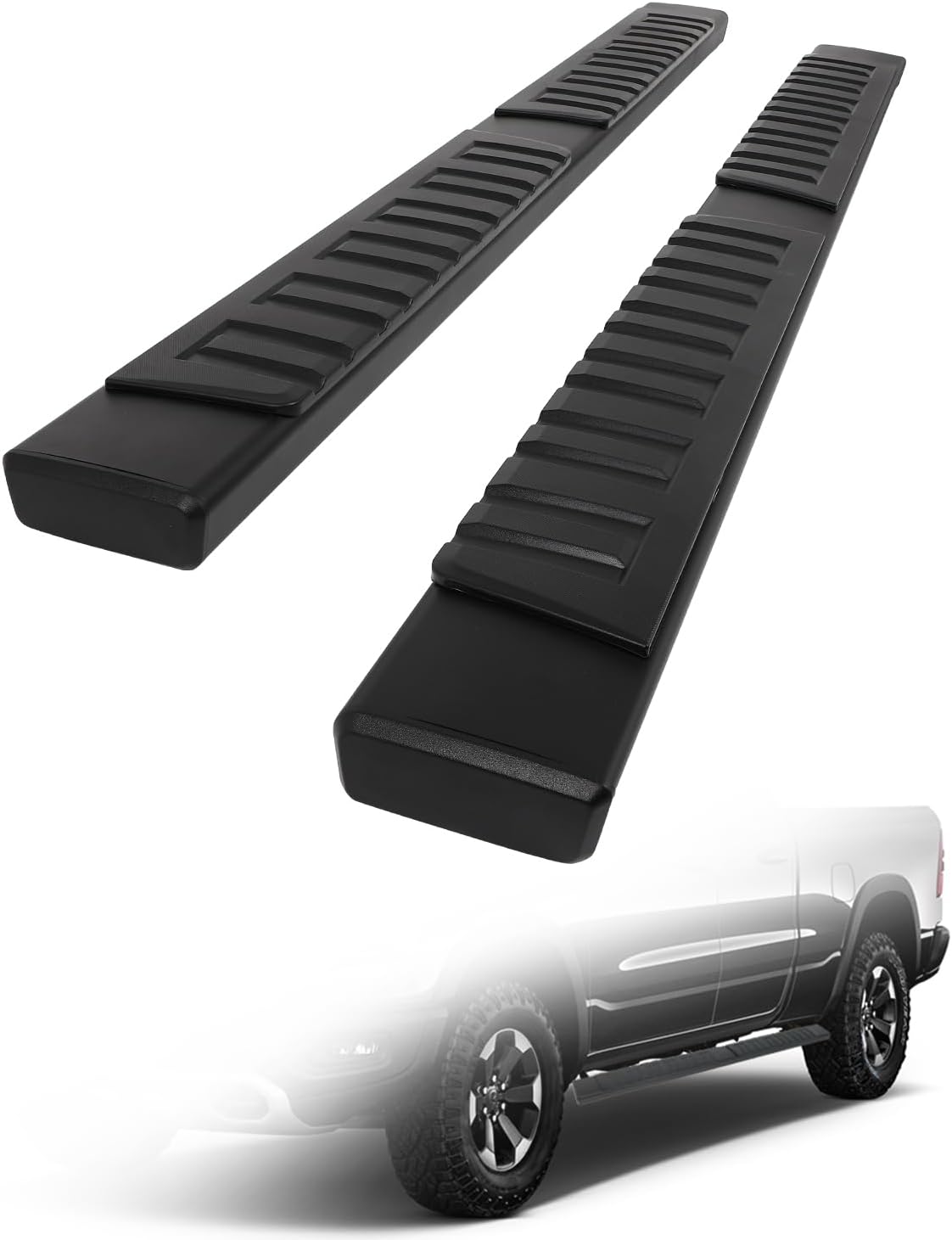 SCITOO 6.4 Inches Running Boards Compatible for 2019-2022 for Ram for 1500 Quad Cab New Body Style, A Pair Running Boards & Side Step Nerf Bar(Black)