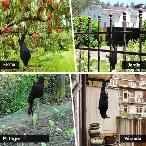 Corbeaux noirs Halloween grand modèle résistant pour décors extérieurs