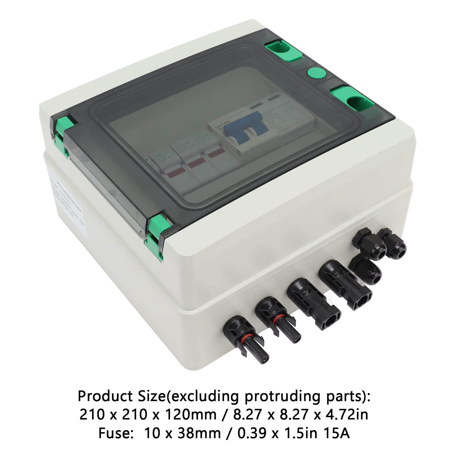 2 String Solar PV Combiner Box DC1000V 2 In 1 Out 15A Fusibile Protezione Contro i Fulmini Interruttore