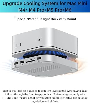 Mac mini M4/M4 Pro,M5 Pro,M6 Dock Stand with NVMe SSD Enclosure, 10Gbps USB