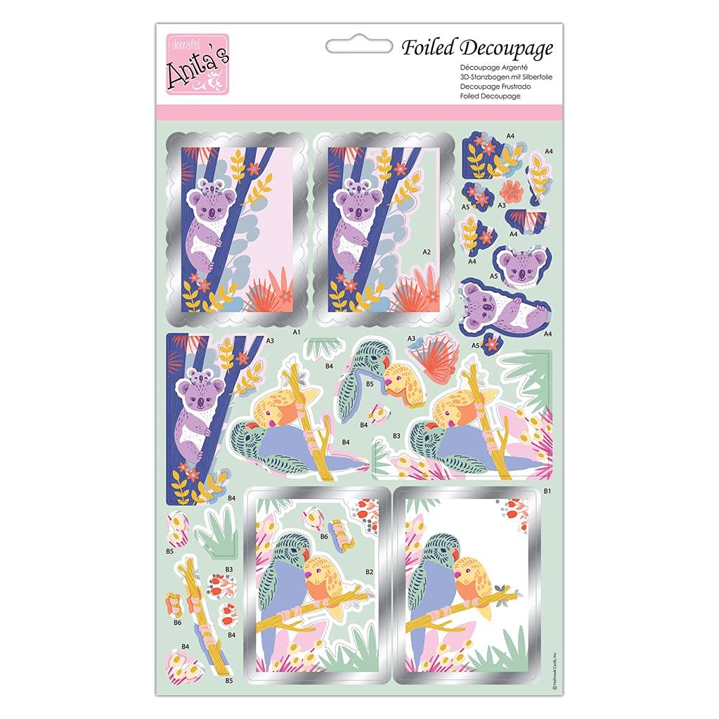Docrafts Multi Anita's A4 Koalas & Company, Decoupage Sheet, Accessories Supplies For Craft, Paper Craft, Scrapbooking, Card Making, Origami, Ideal For Adult Craft, Adds Textured Pattern To Craft Projects