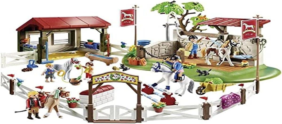 Playmobil Playset Country Pony Stable 70166 with 4 Ponies, Stable, Figures, and Accessories