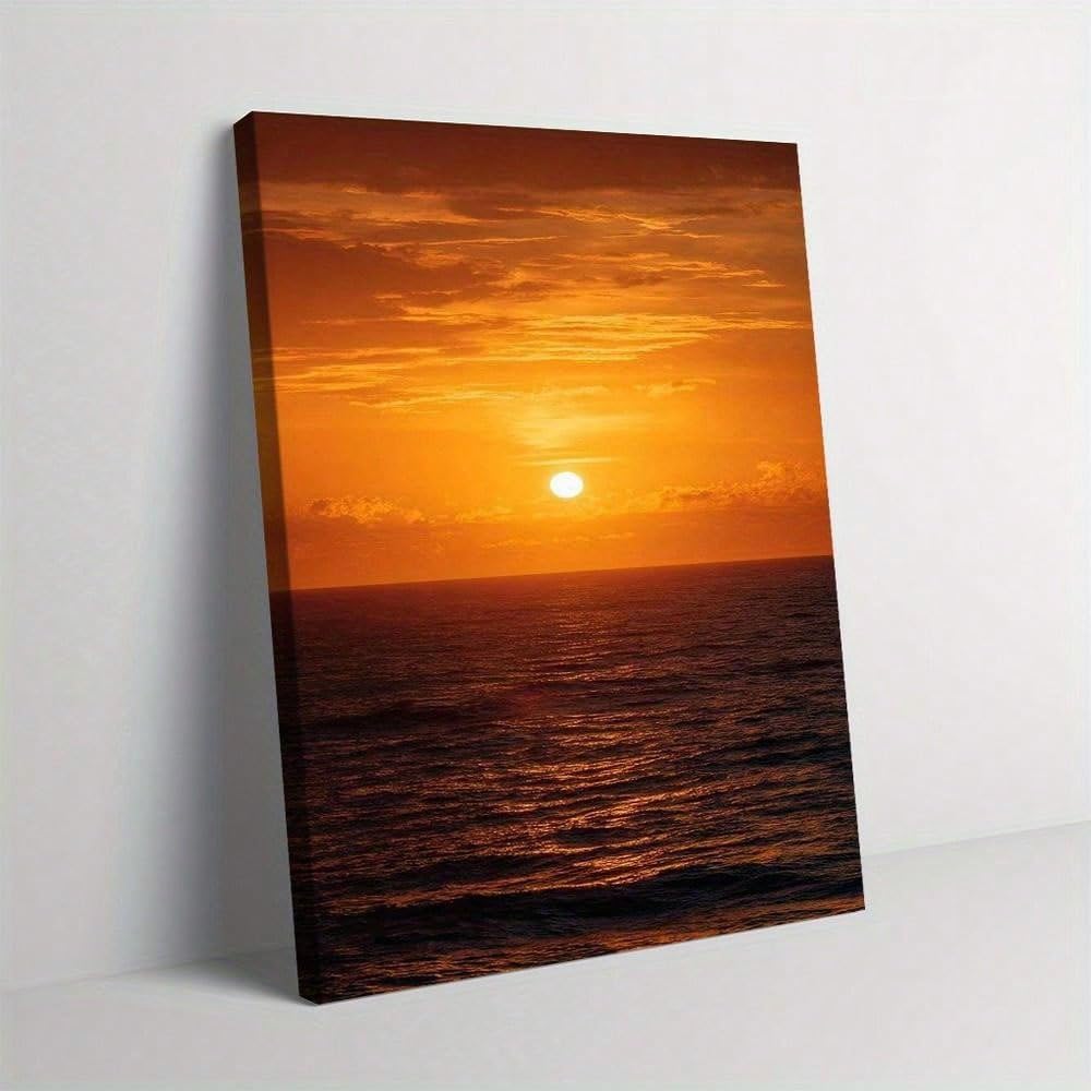 Coucher de soleil sur l'océan tableau sur toile déco murale 50x70cm