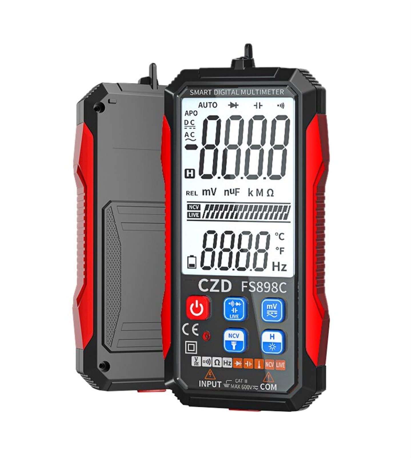 Outils de tests fonctionnels portables pour la mai Multimètre numérique rechargeable grand écran mesure automatique rétro-éclairage affichage LCD compteur de tension lampe de poche LED Test de résista