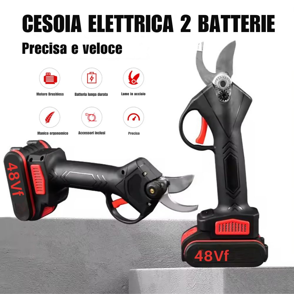 Cesoie Da Potatura A Batteria Leovin 48V + 2 Batterie E Valigia &ndash; Professionali