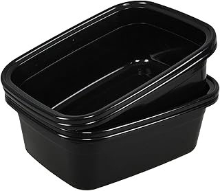 Sadstory 16 Quart Plastic Wash Tub, Rectangular Dishpan, Black, 4 Packs