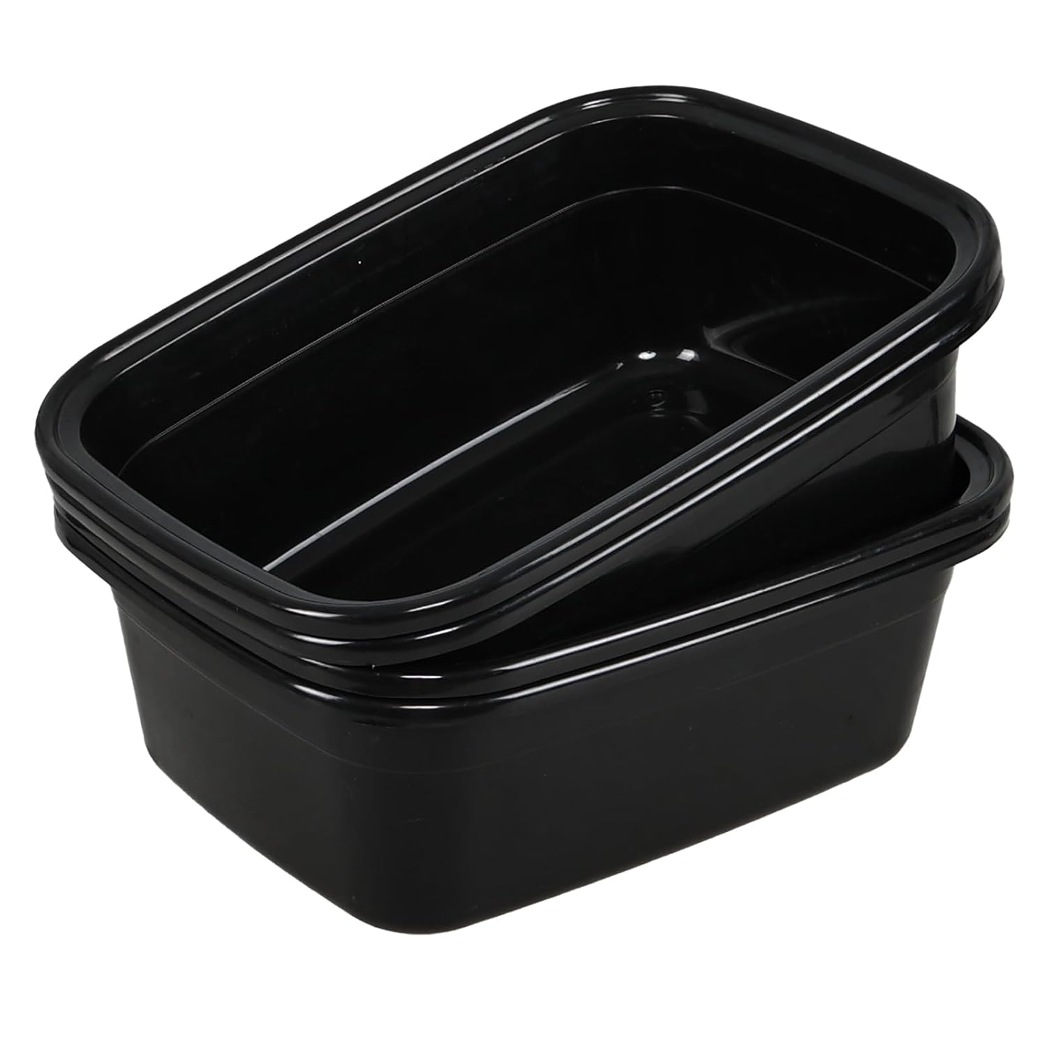 Sadstory 16 Quart Plastic Wash Tub, Rectangular Dishpan, Black, 4 Packs