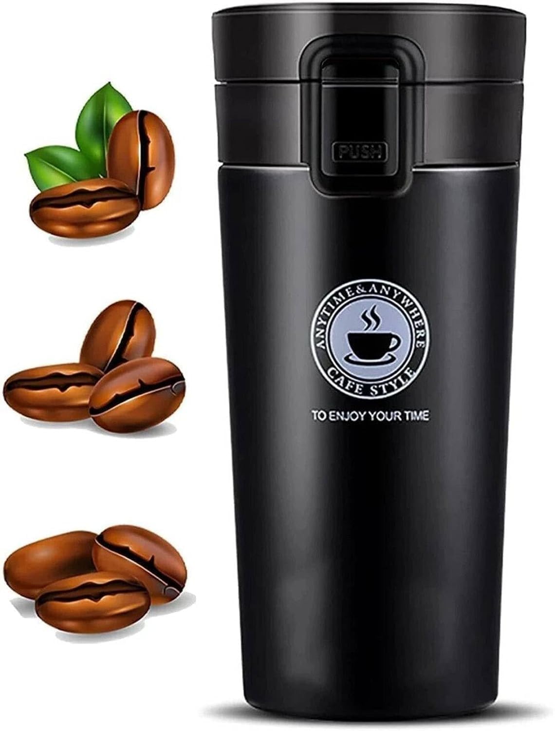 ODYNOR Double Wall 304 Stainless Steel Coffee Mug, Vacuum Travel Bottle, Leakproof Insulated Mug for Tea, Camping & Hiking, Keeps Drinks 10 Hrs Hot & 12 Hours Cold for Ideal Gifting (400ml, Black)