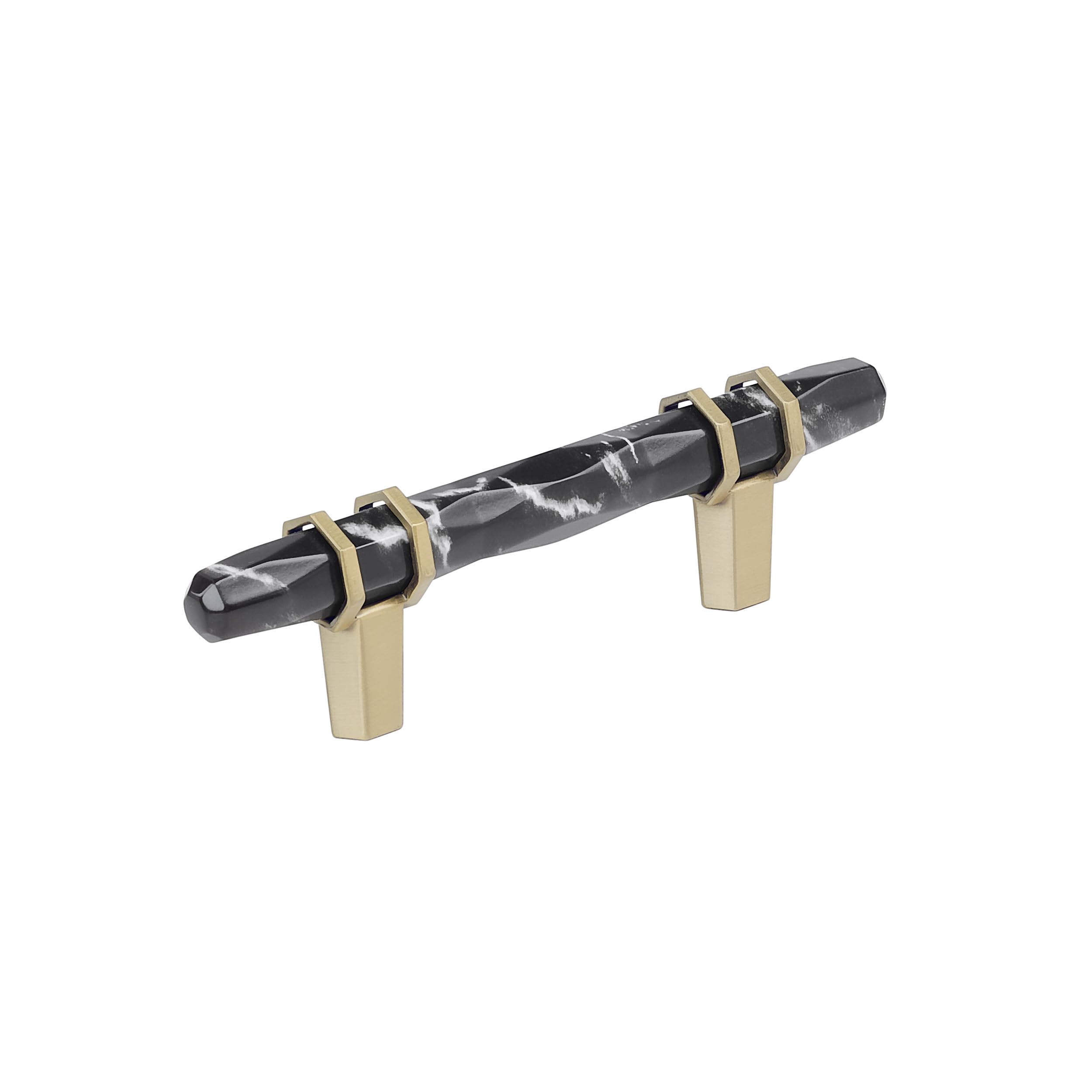 Amerock 3" Carrione Marble Black/Golden Champagne Drawer Pull
