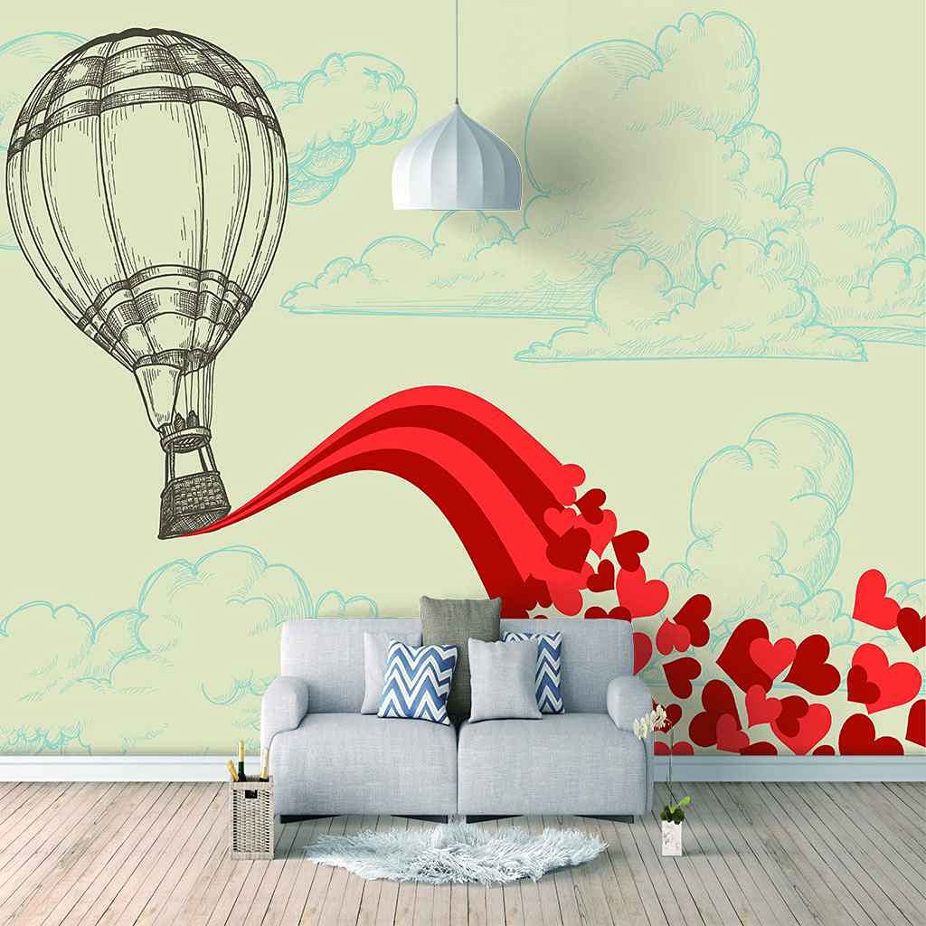 Papier peint toile 3D montgolfière photo murale 400x280 cm pour salon