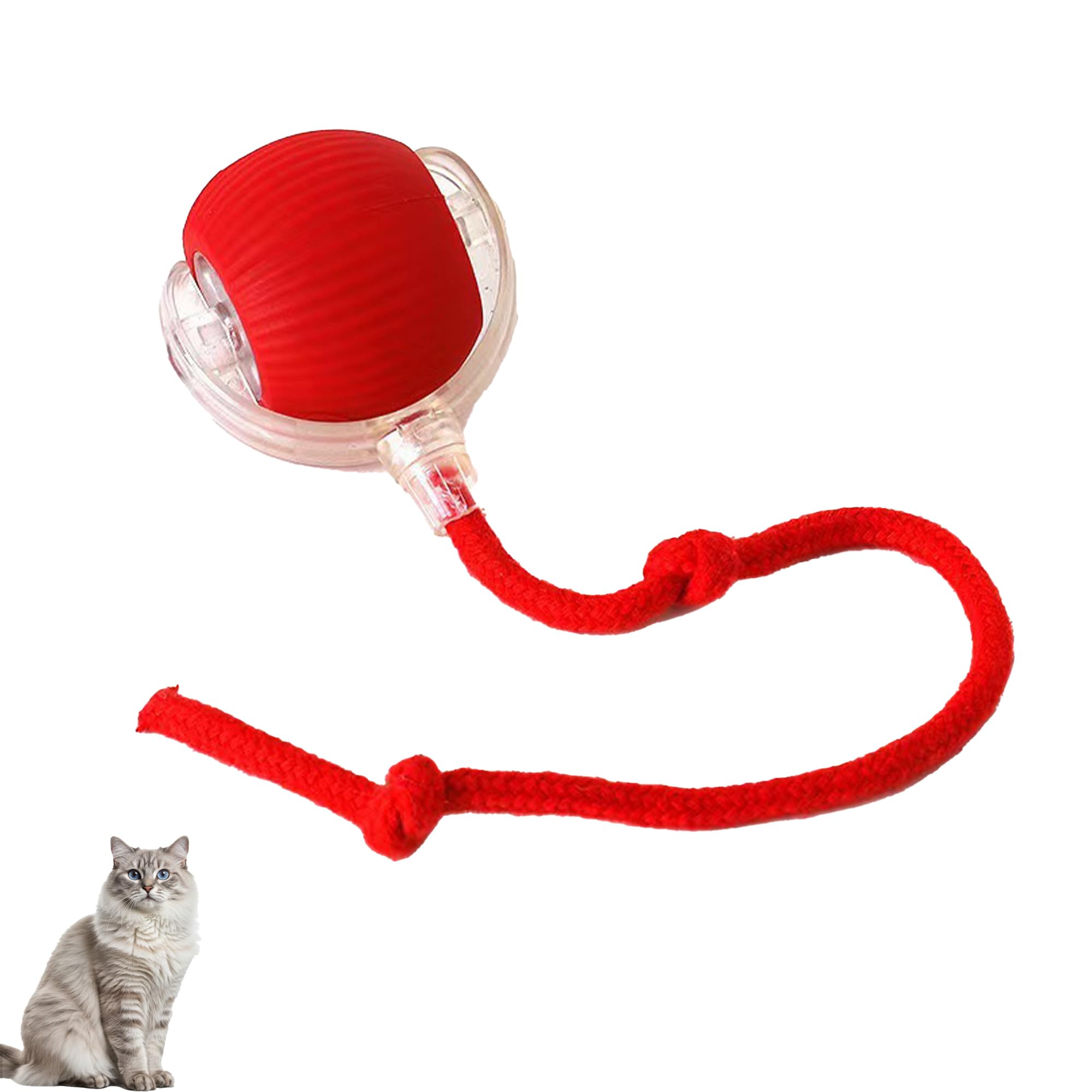 Interactive Automatic Ball Toy,360 Smart Automatic Rolling Pet Ball for Cats, Engaging Automated Cat Chaser (2, Red)
