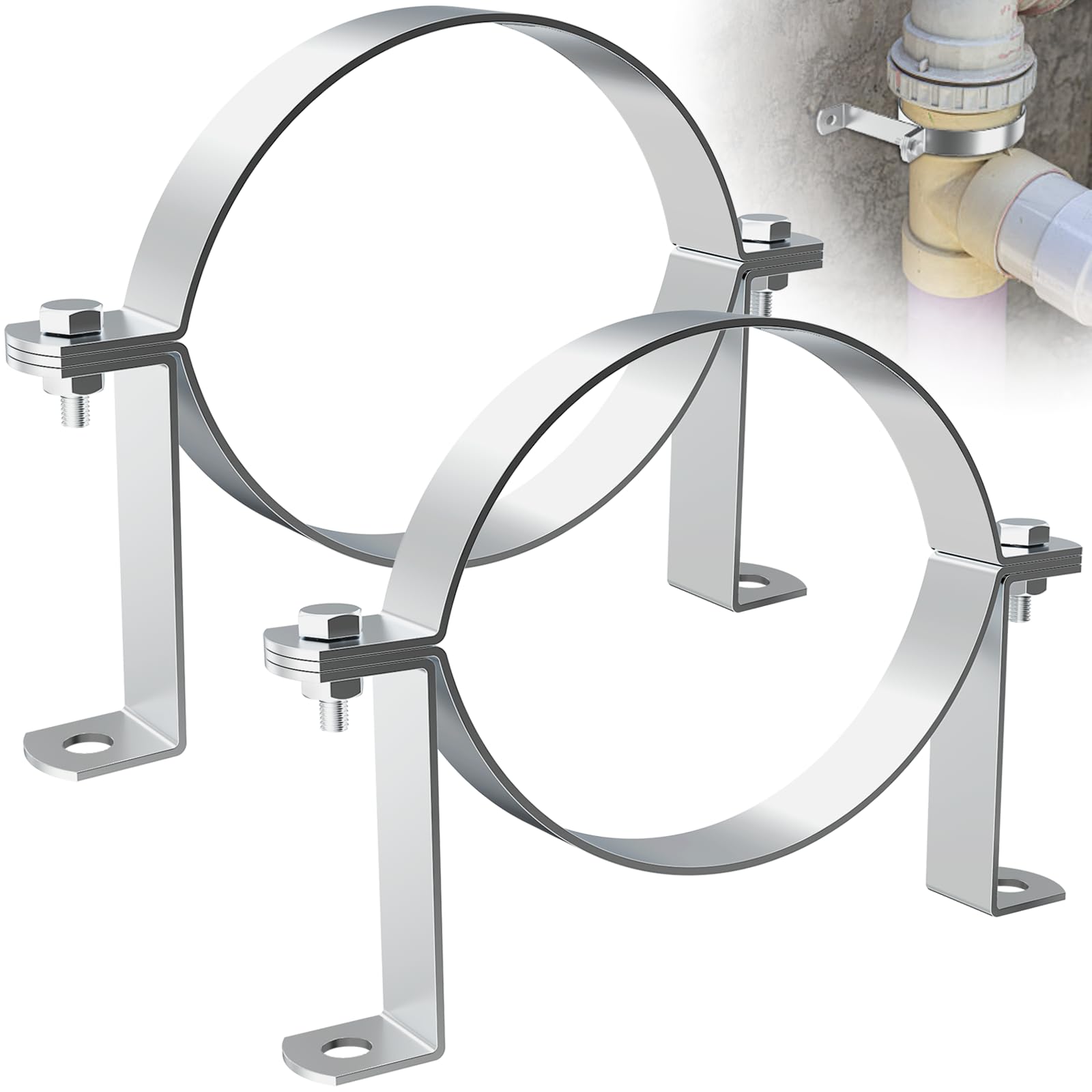 Fengone 6 Inch B Vent Wall Strap Round Gas Vent Pipe Strap Adjustable Wall Strap Round Gas Vent Pipe Strap for Metal Pipes, Plastic Ventilation Pipes,