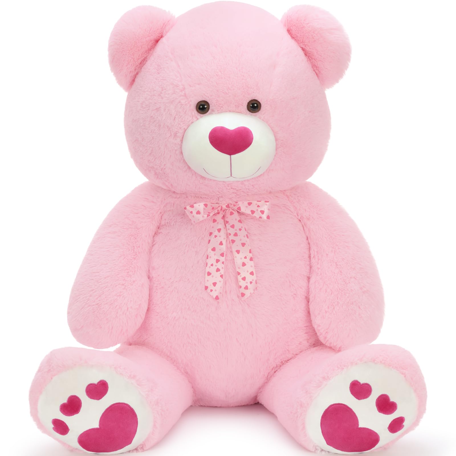 Tezituor 52" Giant Teddy Bear with Heart, Big Pink Bear Stuffed Animal, Valentine’s Day Plush Bear Gift for Girlfriend, Wife, Anniversary &amp; Birthday