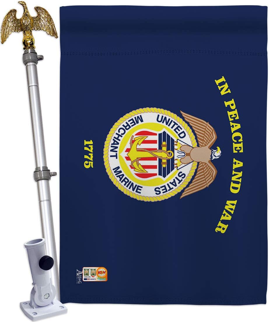 Marine Corps Merchant House Flag Armed Forces USMC Semper Fi United State American Military Veteran Retire Official Small Decorative Gift Yard Banner Double-Sided Made In USA 28 X 40