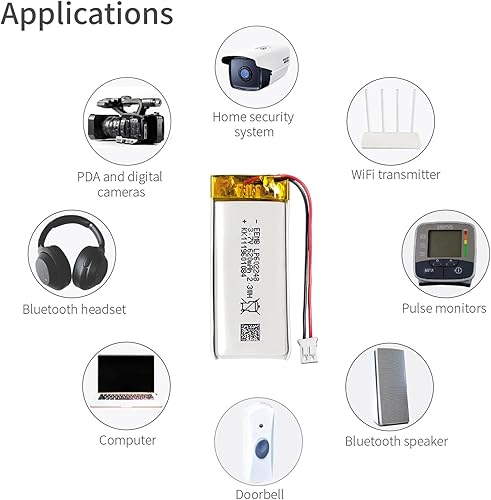 Miniatura 6 de EEMB Batería de polímero de litio 3.7V 620mAh 602248 Lipo Batería recargable con conector JST de cable para altavoz y dispositivo inalámbrico
