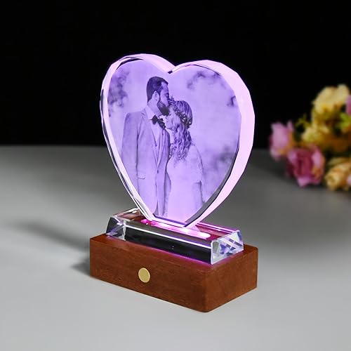 Miniatura 2 de WEIK&CPYK Marco de fotos de cristal personalizado en forma de corazón para cumpleaños, aniversario de boda, Navidad, regalo del día de San Valentín