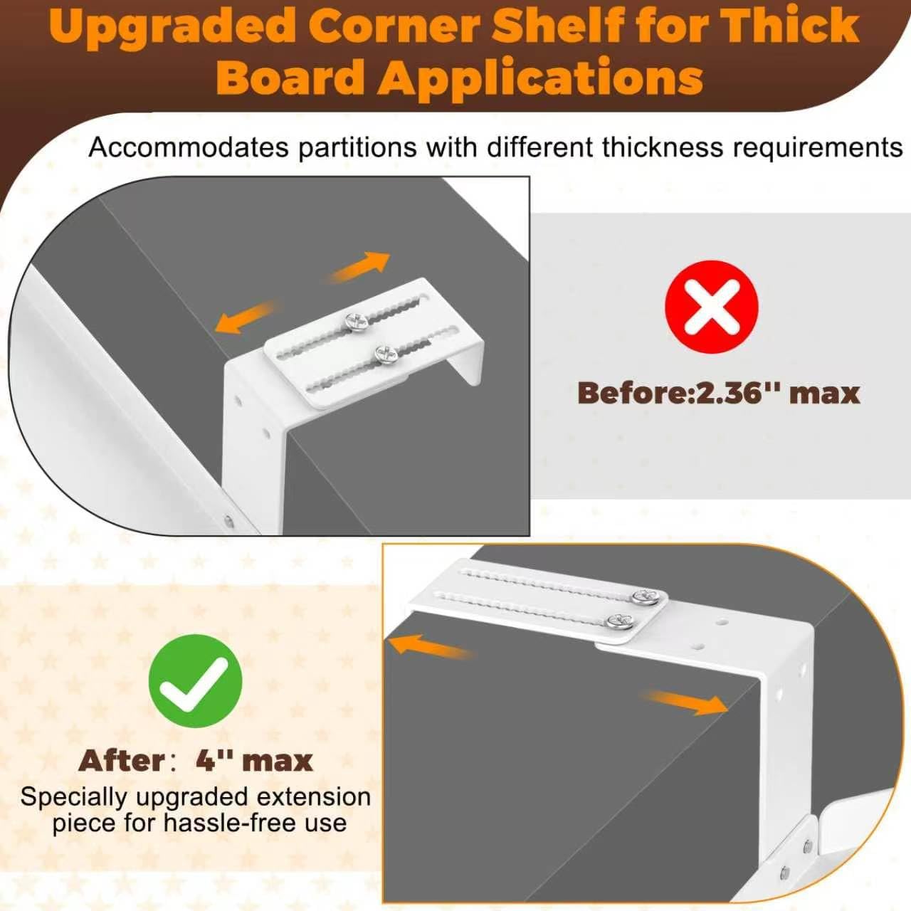 11in Office Cubicle Corner Shelf with Hooks Cubical Shelf Hanging White | With Hooks Adjustable More Holes for Greater Durability & Thickness
