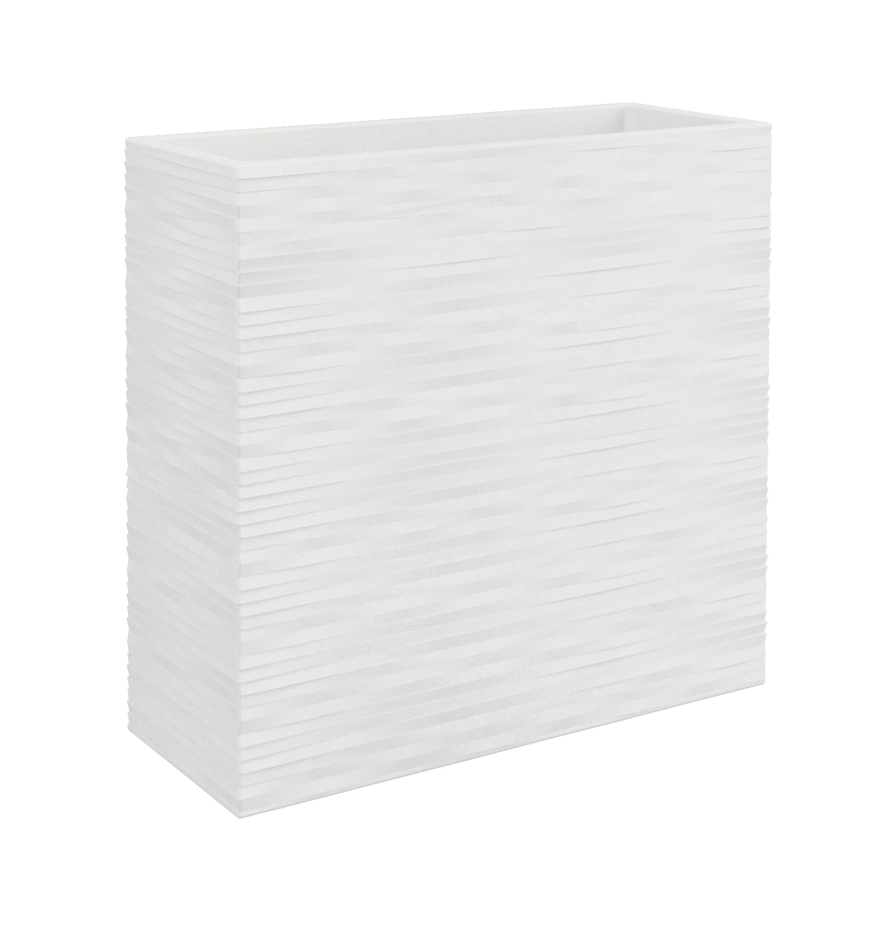 Nicoli Vaso Separé grande in resina effetto rilievo 3D, fioriera rettangolare decorativa per esterno ed interno, resistente UV e gelo, perfetta come parete verde (BIANCO 80x30x75h cm)