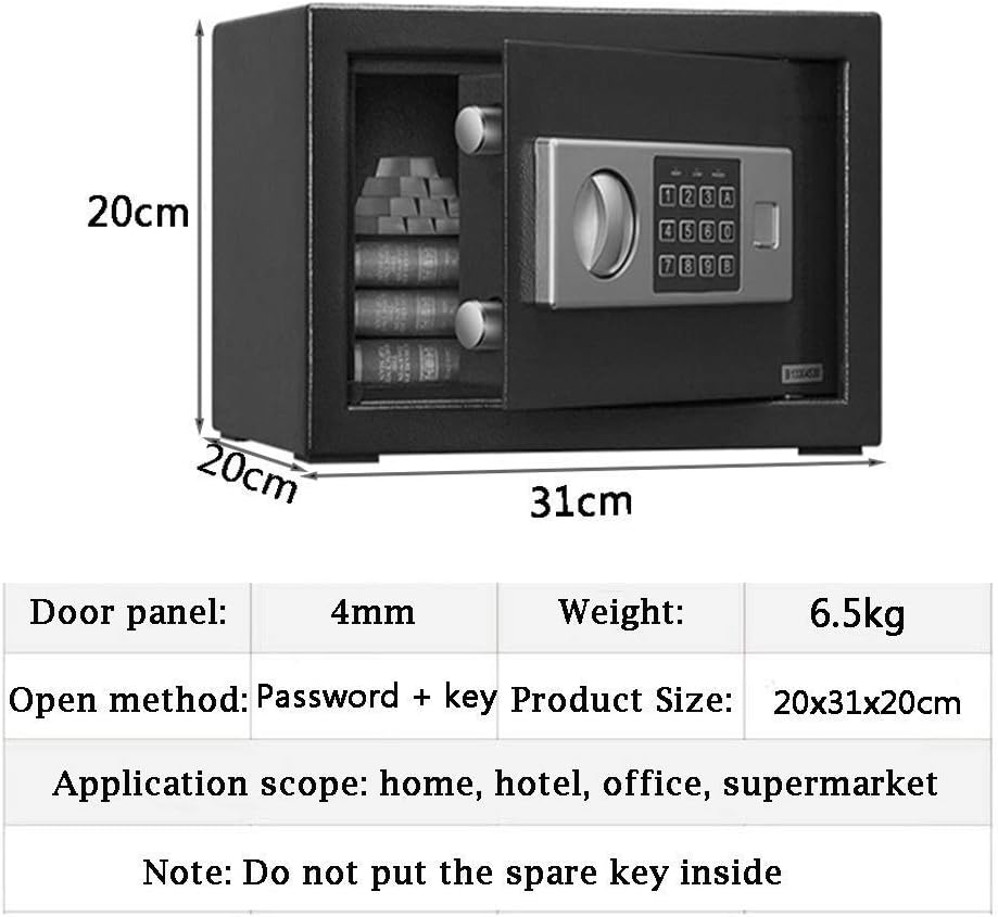 Security Safe Safes Home Small Electronic, Fireproof, Waterproof And Anti-theft Hotel Company Office Storage Box, Portable Safety Cabinet, 20x31x20cm, 2 Colors