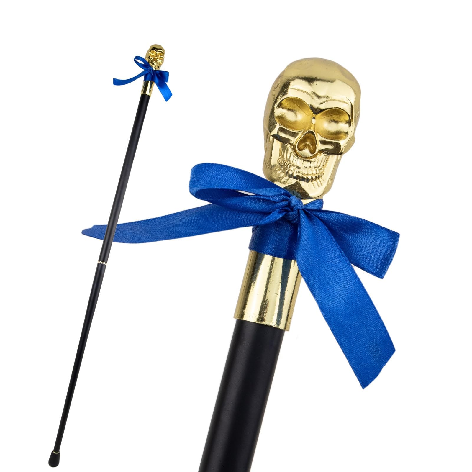 Bastón con Calavera Dorada, Bastón de Lujo Para Hombre y Mujer, con Cetro Antideslizante Desmontable, Estilo Vintage Cospaly 93 Cm