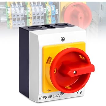 Main Switch Circuit Breaker 25A 4-Pin Main Switch in Housing IP65 Main Switch with Plastic Housing Rotary Switch for Connecting Switches and Disconnecting Small Circuits