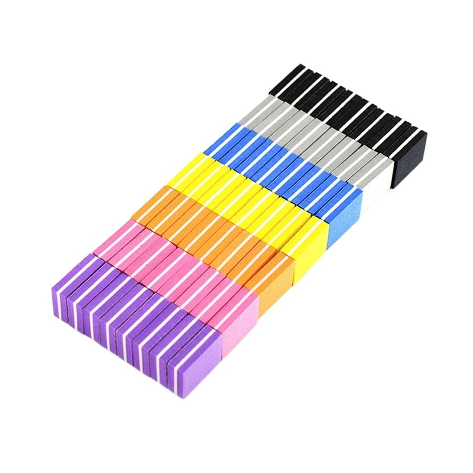 Lot de 100 limes à ongles - Multicolore - 3,5 x 2,5 x 1,1 cm