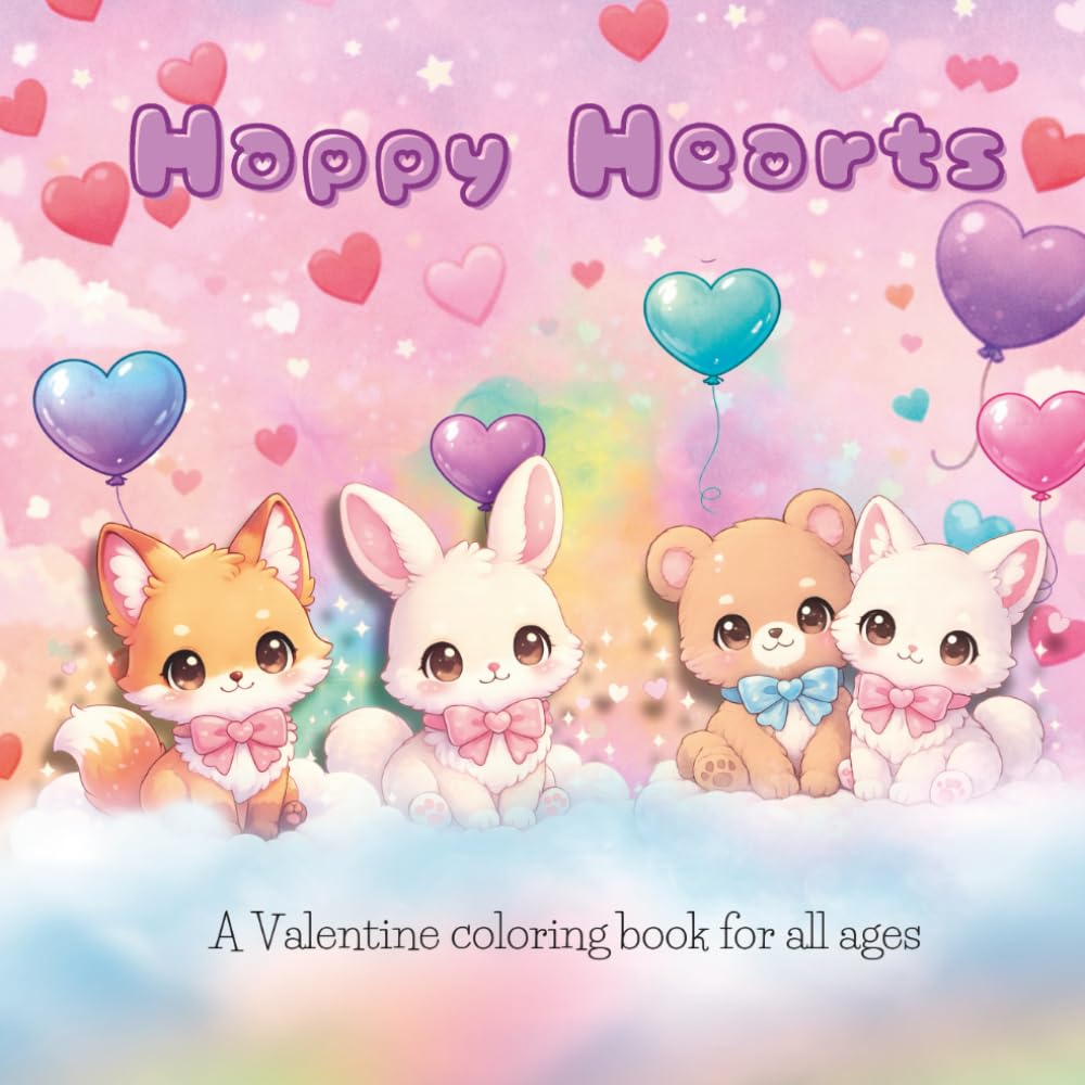 Happy Hearts: A Valentine coloring book for all ages