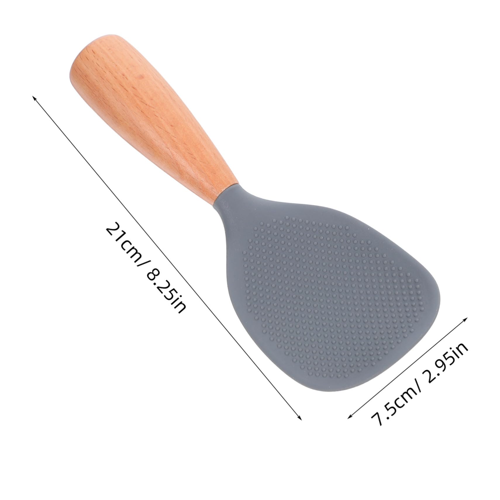 OFFSCH Reusable Silicone Rice Paddle Non Stick Heat Resistant Serving Spoon with Wooden Handle Self Standing Design for Easy Storage Effortless Cleaning for Rice Cooker Use