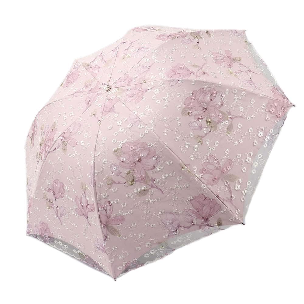 SUYGGCK Parapluie Femme Lace Pliage Sun Umbrella Double Couche-Pink