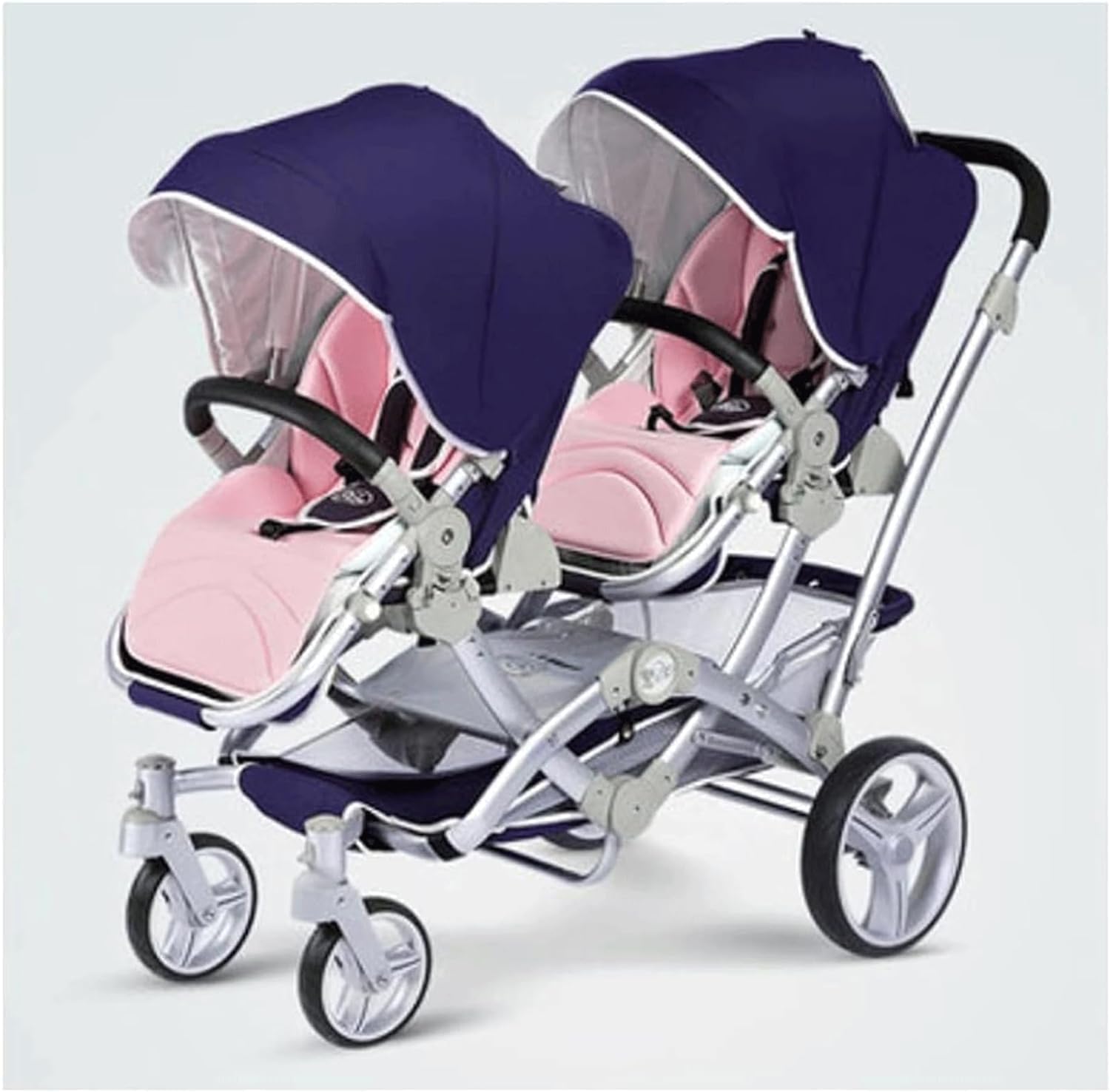 EYPKPL Poussette Double Pliable, auvent réglable, Tandem, Portable, Grand Espace, Chariot de Luxe, en métal, Double