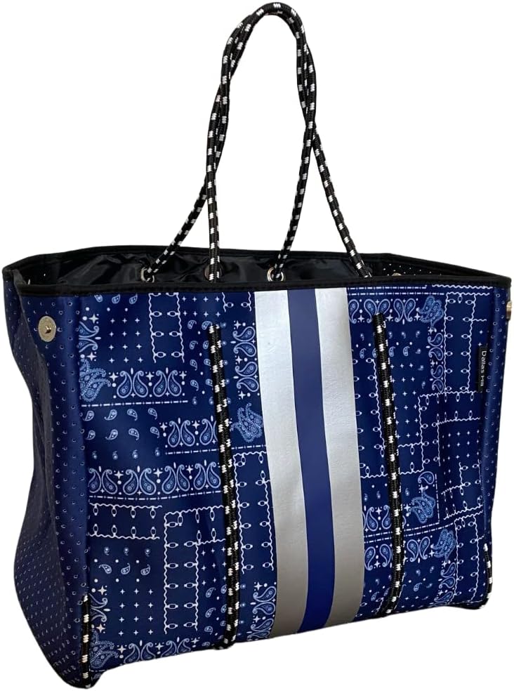 Dallas Hill Designs Large Tote Bag for Women | Neoprene Shoulder Purse | Travel, Beach, Gym Handbag | Extra Pouch