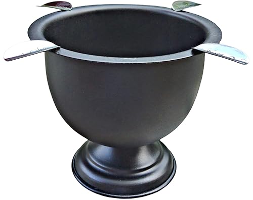 Miniatura 2 de Cenicero de cigarro hecho en hierro metal caja de cuenco profundo alto cenicero resistente al viento prensado con 4 estribos (negro)