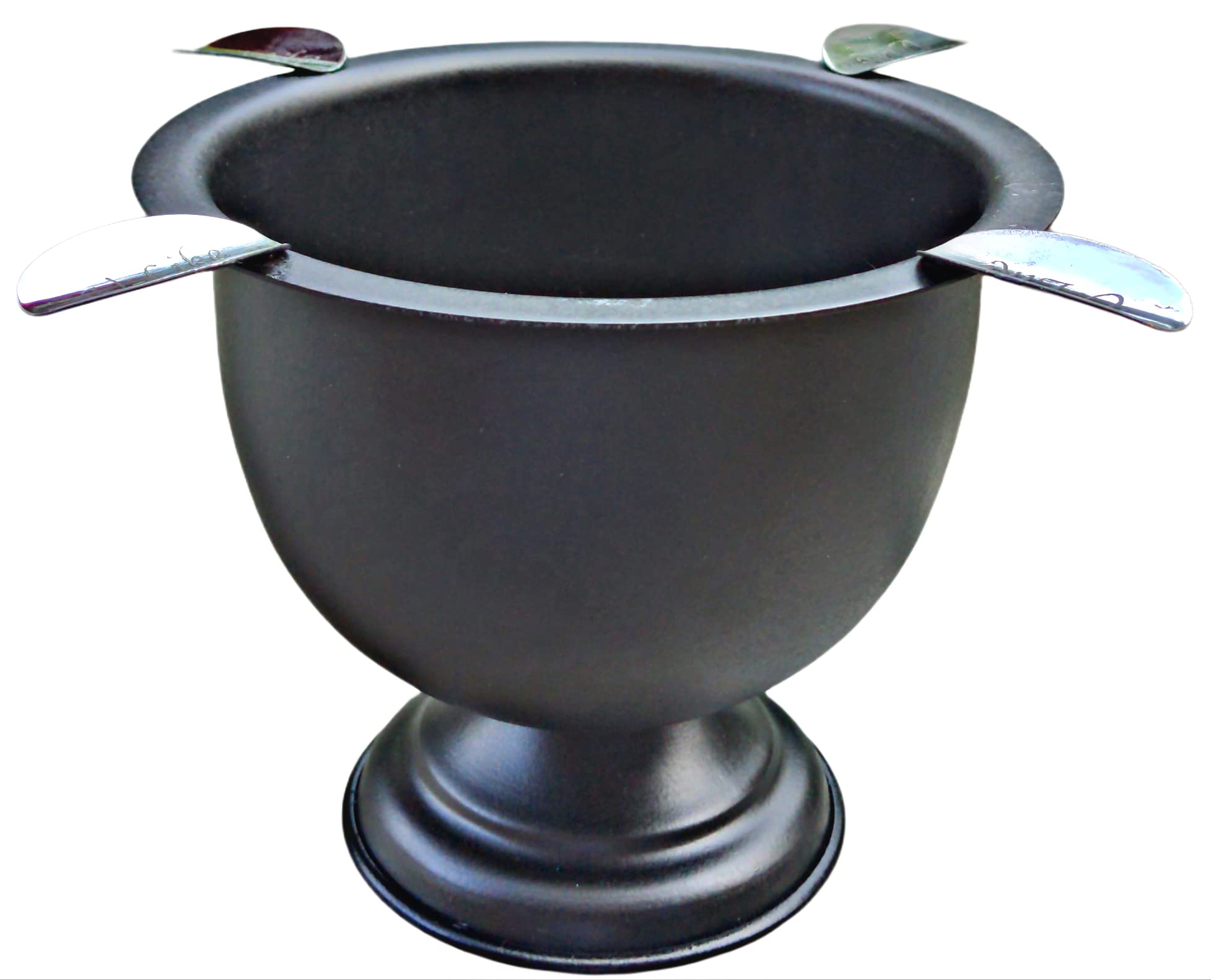 Cigar Ashtray Made In Iron Metal Tall Deep Bowl Box Pressed Wind Resistant Ashtray With 4 Stirrup (Black)