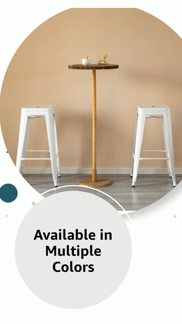 Butaco metálico Basicwise sin respaldo de 30 pulgadas, apilable, resistente para barras, patios y cocinas, color blanco miniatura 7