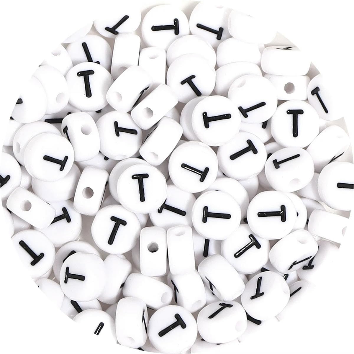 HUIOYG 100pcs/Lot Alphabet Beads Flat Round Letter Acrylic for Jewelry Making