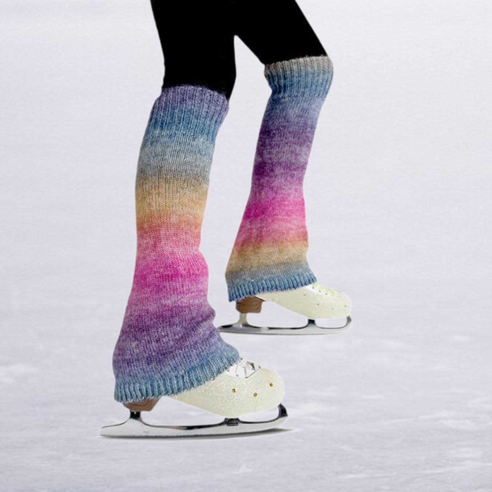 Calentadores de Piernas para Patinaje Artístico, Calcetines de Patinaje para Mujer, Cómodos, de Punto Grueso Y Largos, para Entrenamiento de Ballet.